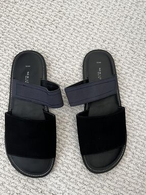 New Look Men's Black Slide Sandals with Elastic Strap